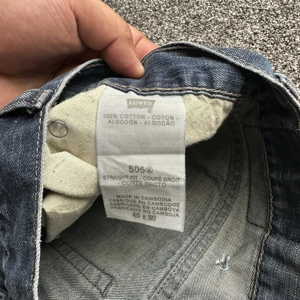 Levis 505 Jeans Mens 40x30 Blue Medium Wash Straight Zip Fly Regular Fit‎ Denim